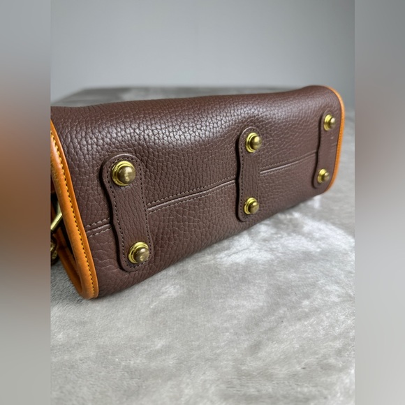 Vintage Dooney & Bourke Bag Purse Brown Tan All Weather Leather Boston Satchel - Picture 7 of 14